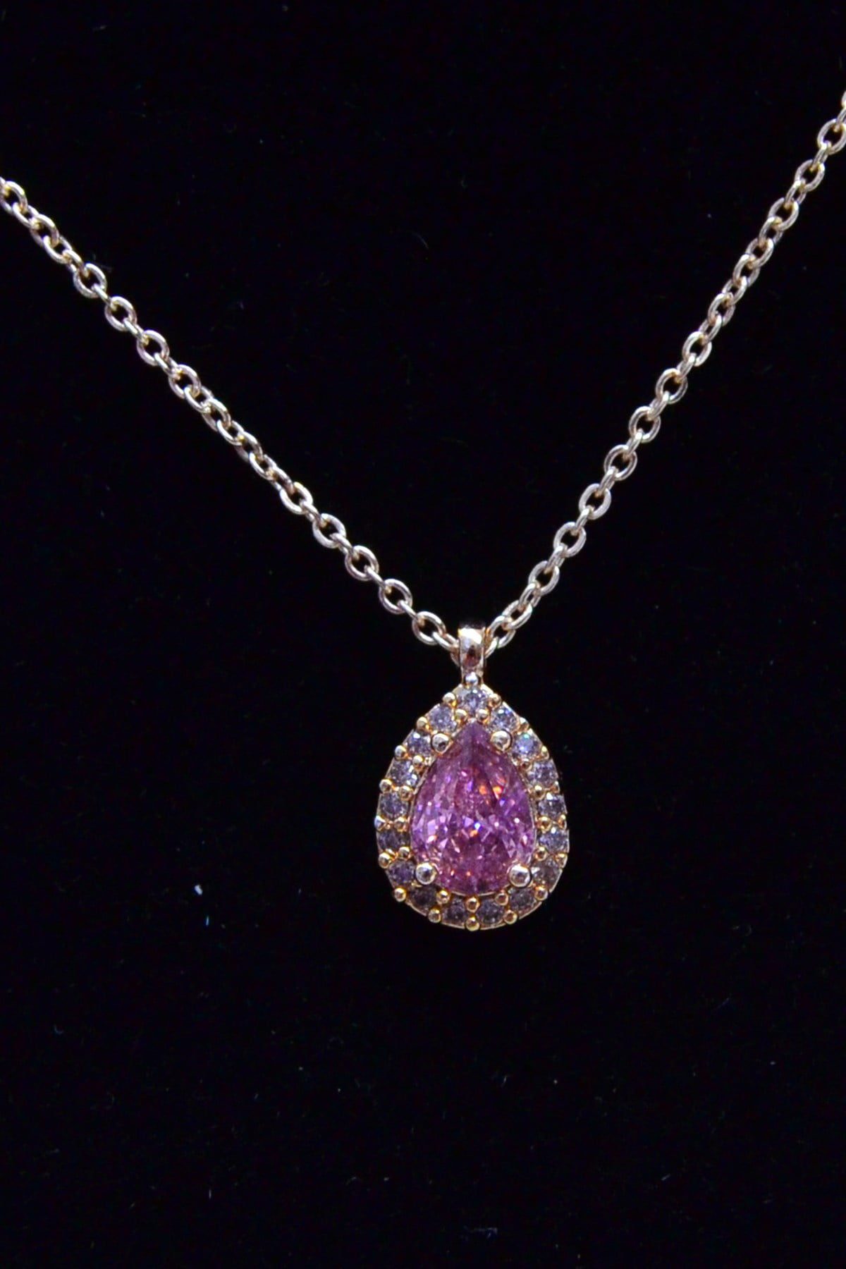 Toptan Altın Renk Pembe Taş Damla Model Zirkon Kolye - 2686 3 Toptan Altın Renk Pembe Taş Damla Model Zirkon Kolye - 2686