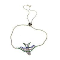 Toptan Gümüş Renk Kuş Asansör Zirkon Bileklik - 2725