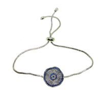 Toptan Gümüş Renk Bükük Nazar Göz Asansör Zirkon Bileklik - 2718