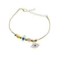 Toptan Altın Renk Beyaz Mekik Pandora Zirkon Bileklik - 2775