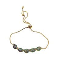 Toptan Altın Renk Beş Yapraklı Asansör Zirkon Bileklik - 2716