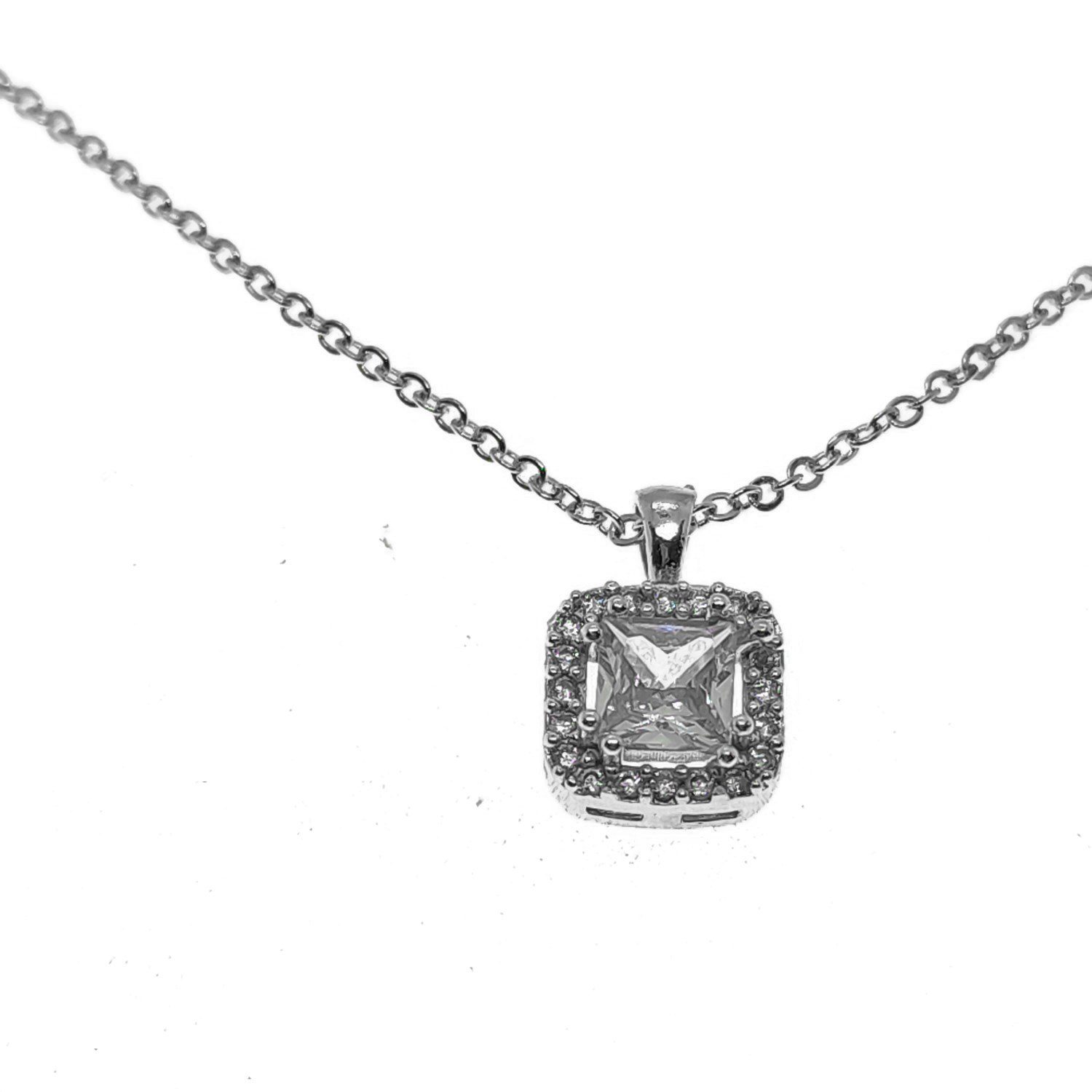 Toptan Gümüş Renk Beyaz Kare Taşlı Kare Model Zirkon Kolye - 2706 3 Toptan Gümüş Renk Beyaz Kare Taşlı Kare Model Zirkon Kolye - 2706