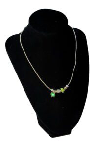 Toptan Altın Renk Yeşil Kalp Pandora Model Zirkon Kolye  - 2765