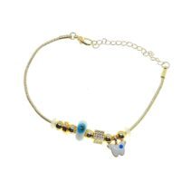 Toptan Altın Renk Beyaz Kelebek Pandora Zirkon Bileklik - 2776