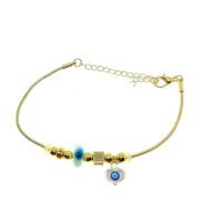 Toptan Altın Renk Beyaz Kalp Pandora Zirkon Bileklik - 2770