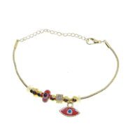 Toptan Altın Renk Kırmızı Mekik Pandora Zirkon Bileklik - 2777