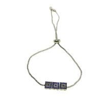 Toptan Gümüş Renk Üçlü Kare Nazar Göz  Asansör Zirkon Bileklik - 2713