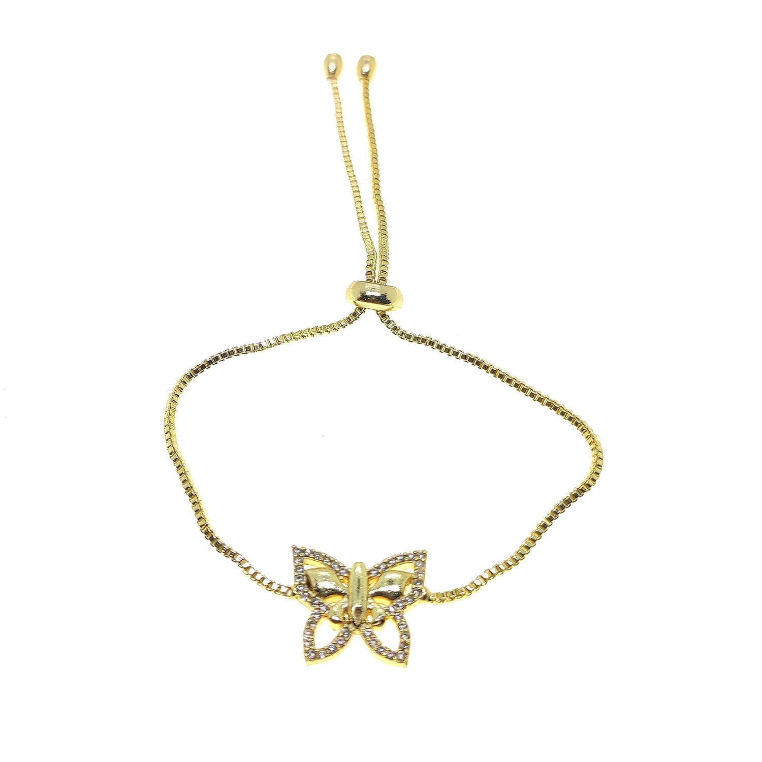 Toptan Altın Renk Kelebek Asansör Zirkon Bileklik - 2711 3 Toptan Altın Renk Kelebek Asansör Zirkon Bileklik - 2711