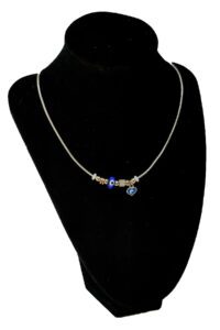 Toptan Altın Renk Mavi Kalp Pandora Model Zirkon Kolye  - 2764