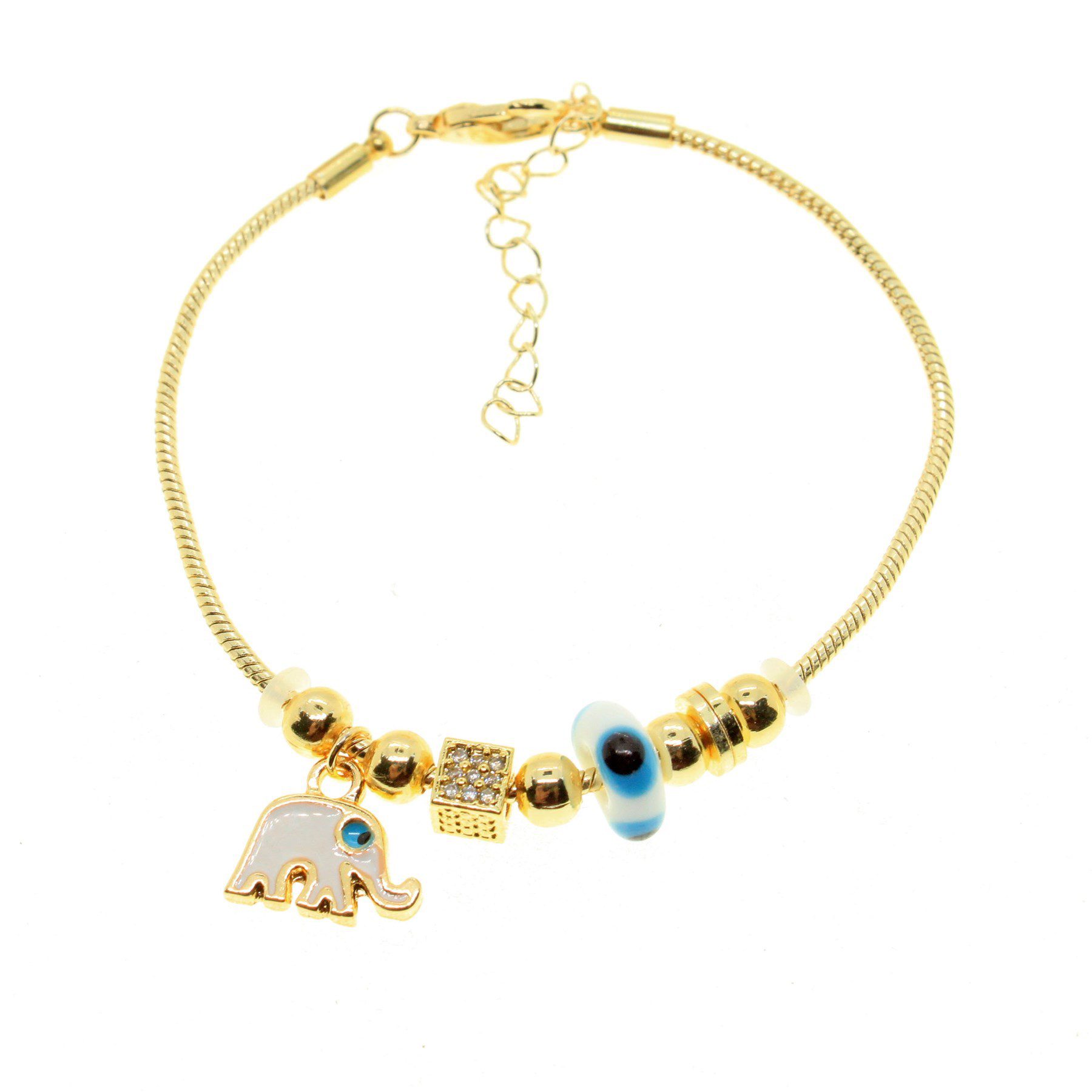 Toptan Altın Renk Beyaz Mineli Fil Kolye Ve Bileklik Pandora Kombin Zirkon Set Takım - 2792 5 Toptan Altın Renk Beyaz Mineli Fil Kolye Ve  Bileklik Pandora  Kombin Zirkon Set Takım -  2792 - Görsel 3