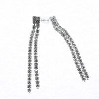 Alternative view of Toptan Gümüş Renk İki Sıra Şerit Zirkon Küpe - 2876