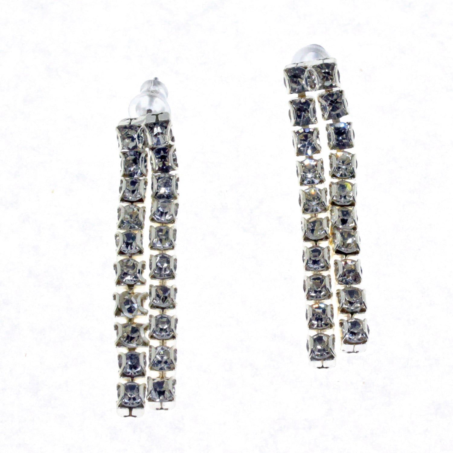 Toptan Gümüş Renk İki Sıra Kalın Şerit Zirkon Küpe - 2877 3 Toptan Gümüş Renk İki Sıra Kalın Şerit Zirkon Küpe - 2877