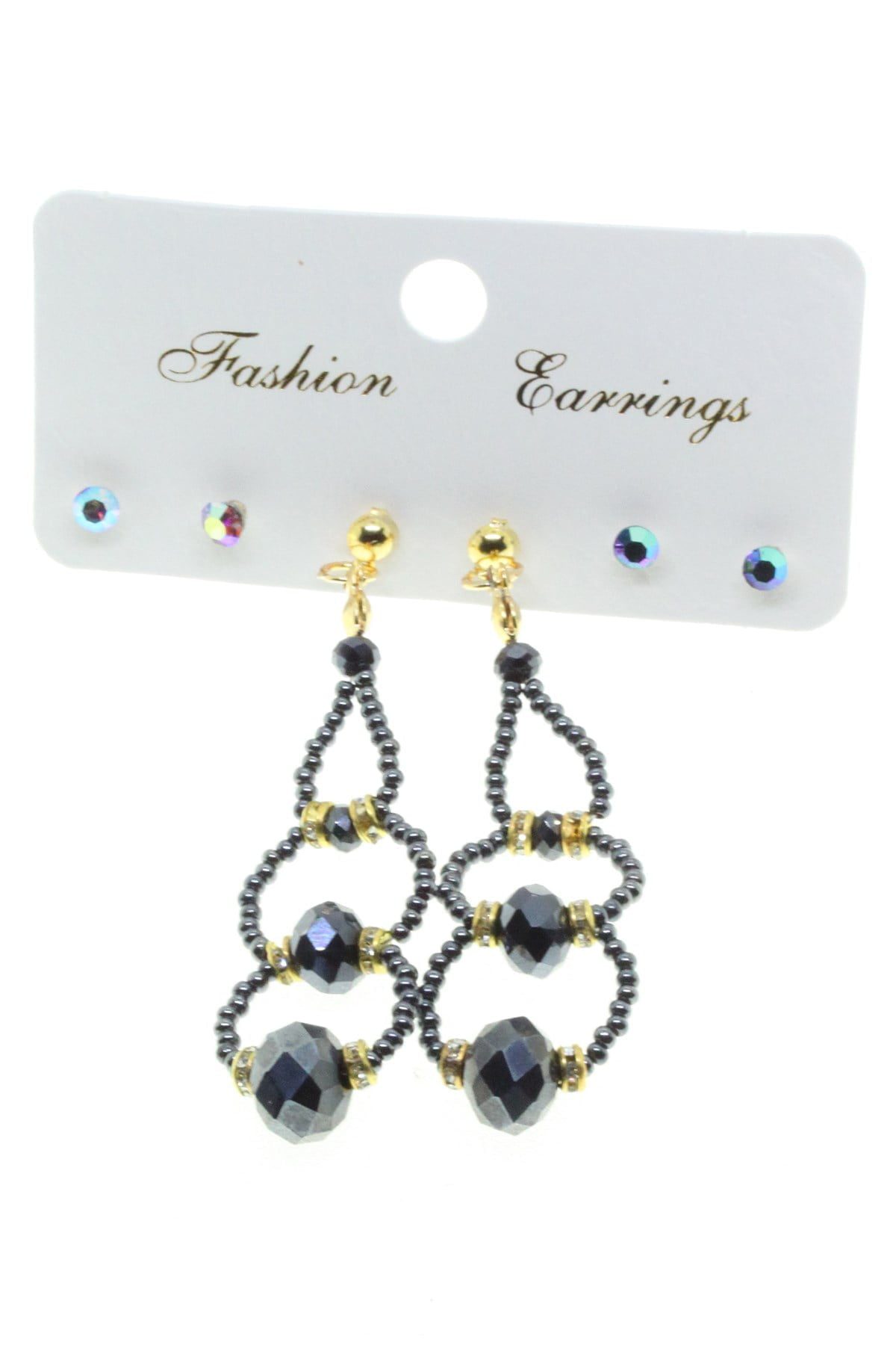 Toptan Altın Renk Kombin Üç Yuvarlaklı Hematit Boncuk Küpe - 2823 3 Toptan Altın Renk Kombin Üç Yuvarlaklı Hematit Boncuk Küpe - 2823