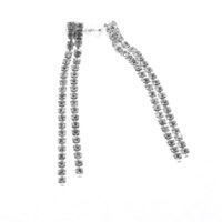 Toptan Gümüş Renk İki Sıra Şerit Zirkon Küpe - 2876