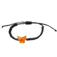 Toptan Altın Renk Kelebek Turuncu Renk Makrome Asansör Bileklik  - 2891