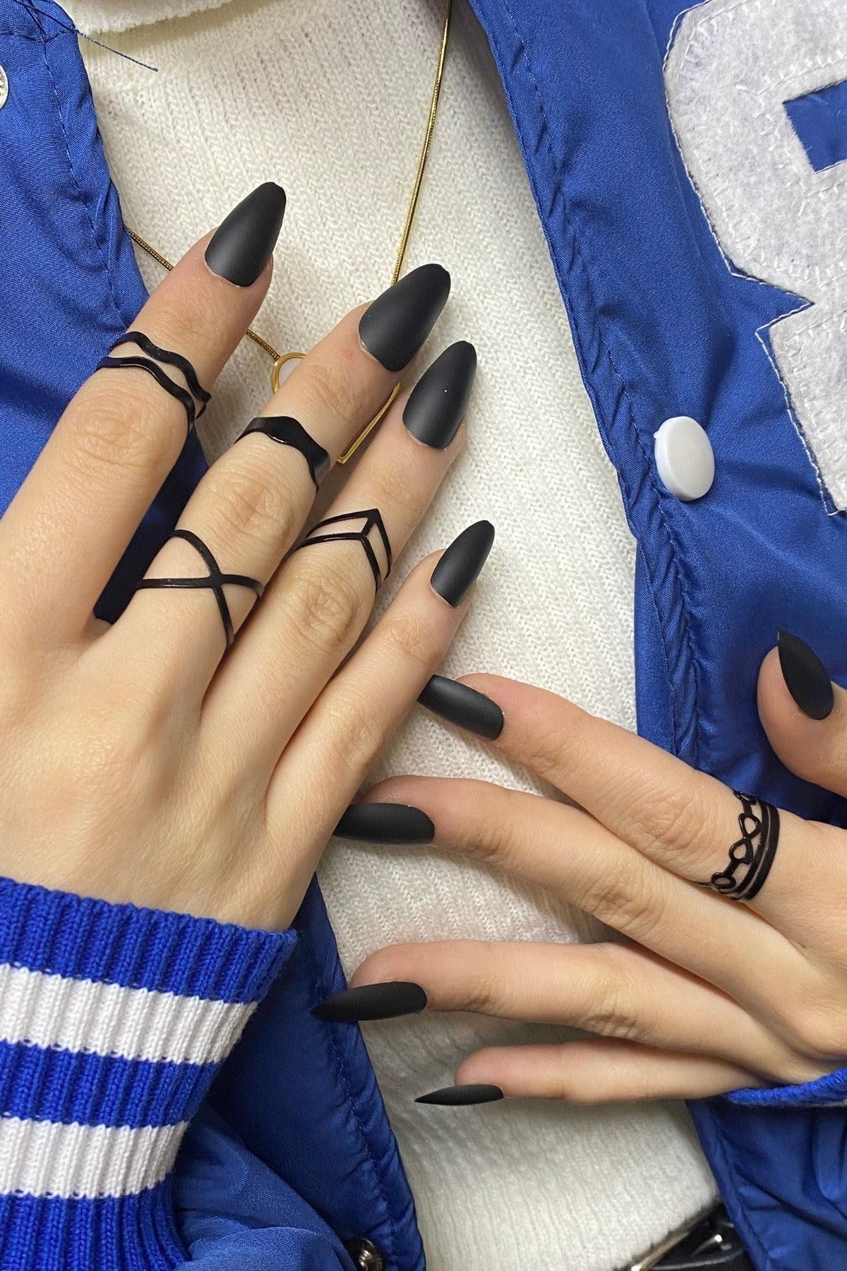 Toptan Siyah Renk Karışık Kombin Eklem Yüzük Seti 799 3 Toptan Siyah Renk Karışık Kombin Eklem Yüzük Seti 799