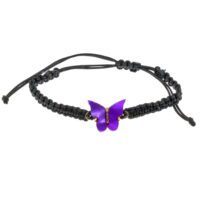 Toptan Altın Renk Kelebek Mor Renk Makrome Asansör Bileklik  - 2892