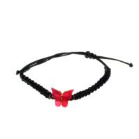 Toptan Altın Renk Kelebek Fuşya Renk Makrome Asansör Bileklik  - 2893