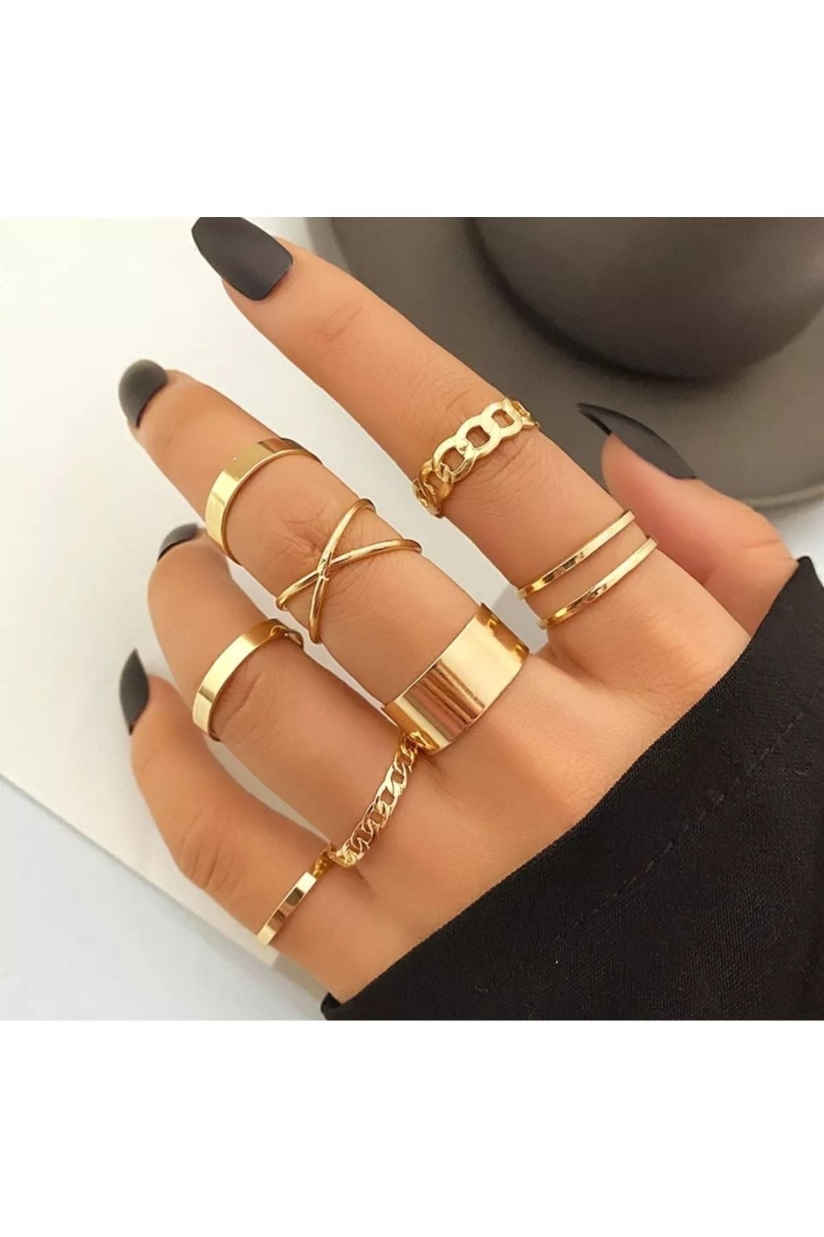 Toptan Altın Renk Kombin Dorika Bileklik 10 Lu Yüzük Kalp Sf Kolye Kartier Tırtıl Kılçık Bileklik- 2911 5 Toptan Altın Renk Kombin Dorika Bileklik 10 Lu Yüzük Kalp Sf Kolye Kartier Tırtıl Kılçık Bileklik- 2911 - Görsel 3