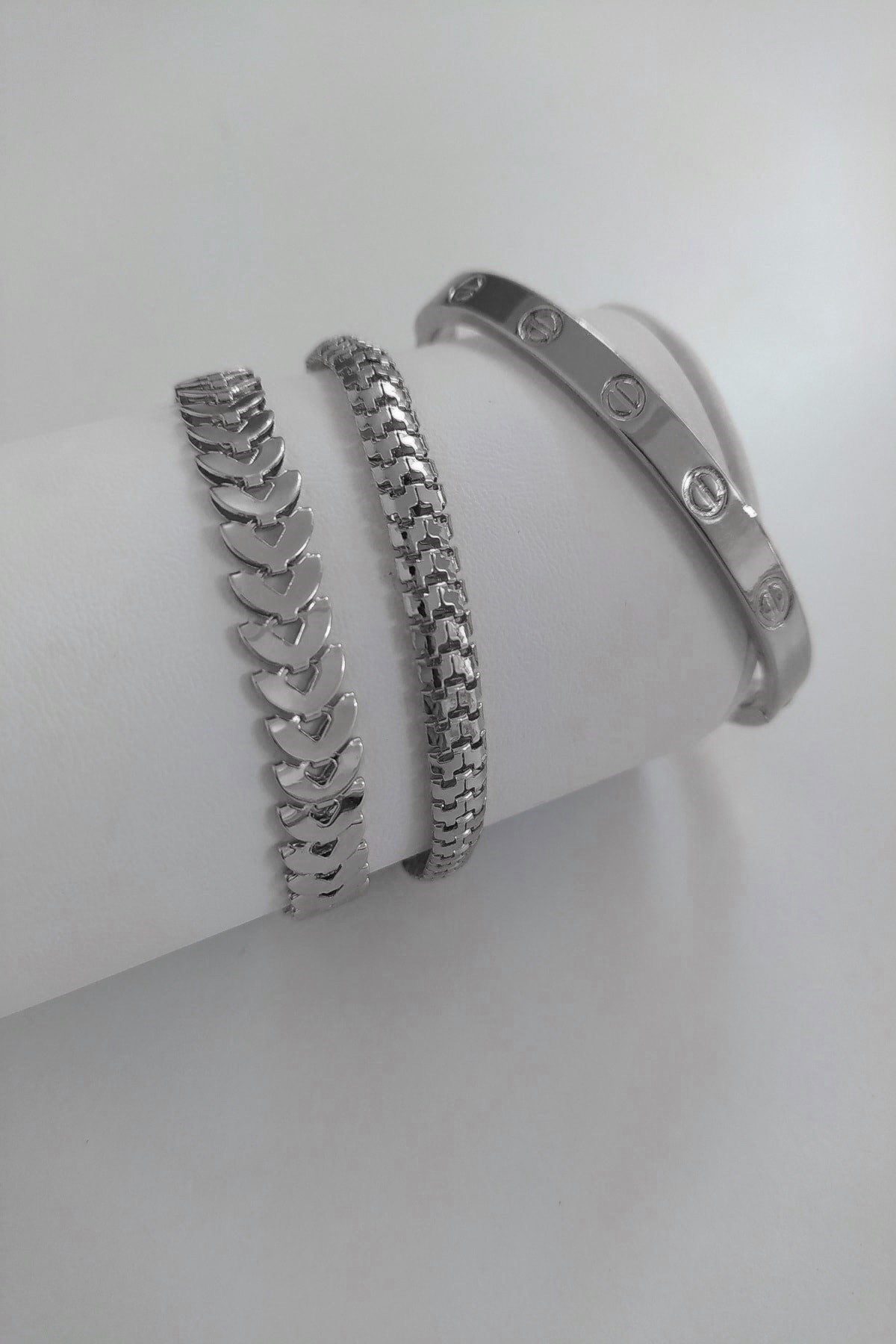 Toptan Gümüş Renk Kombin Dorika Bileklik 10 Lu Yüzük Kalp Sf Kolye Kartier Tırtıl Kılçık Bileklik- 2912 7 Toptan Gümüş Renk Kombin Dorika Bileklik  10 Lu Yüzük Kalp Sf Kolye Kartier Tırtıl Kılçık Bileklik- 2912 - Görsel 5