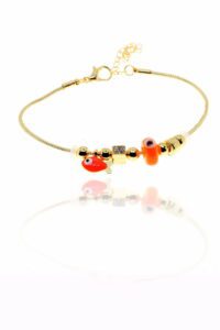 Toptan Altın Renk Turuncu Balık Pandora Zirkon Bileklik - 2962