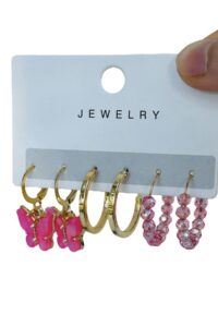 Toptan Altın Renk Kadın 6 'lı Pembe Kelebek Zirkon Küpe Seti - 2921 12 2b018e1a7d8f42988ebcc9582098f1ad-toptan taki