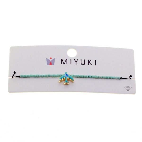 Toptan Altın Renk Su Yeşili Mineli Kuş Model Miyuki Bileklik - 2956 - Görsel 2