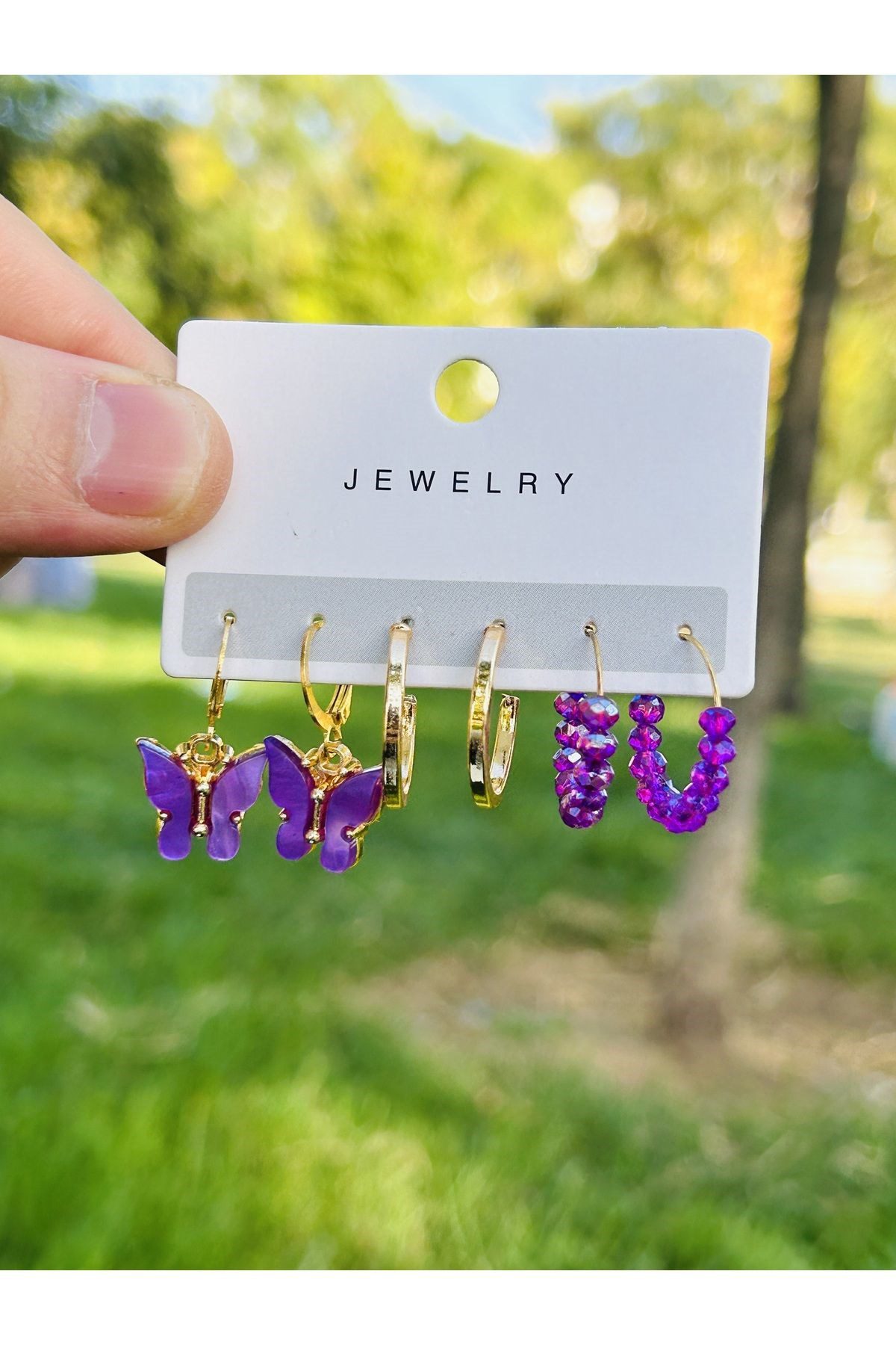 Toptan Altın Renk Kadın 6 'lı Mor Kelebek Zirkon Küpe Seti - 2920 6 Toptan Altın Renk Kadın 6 'lı Mor Kelebek Zirkon Küpe Seti - 2920 - Görsel 4
