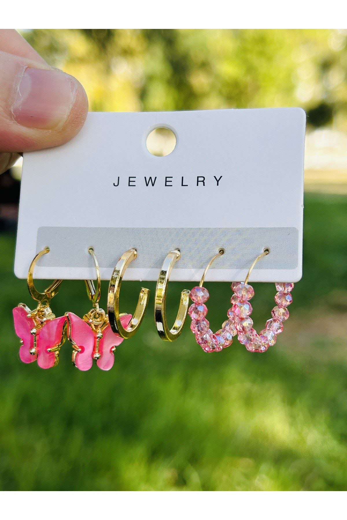 Toptan Altın Renk Kadın 6 'lı Pembe Kelebek Zirkon Küpe Seti - 2921 9 Toptan Altın Renk Kadın 6 'lı Pembe Kelebek Zirkon Küpe Seti - 2921 - Görsel 7