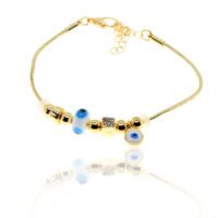 Toptan Altın Renk Beyaz Yuvarlak Pandora Zirkon Bileklik - 2966