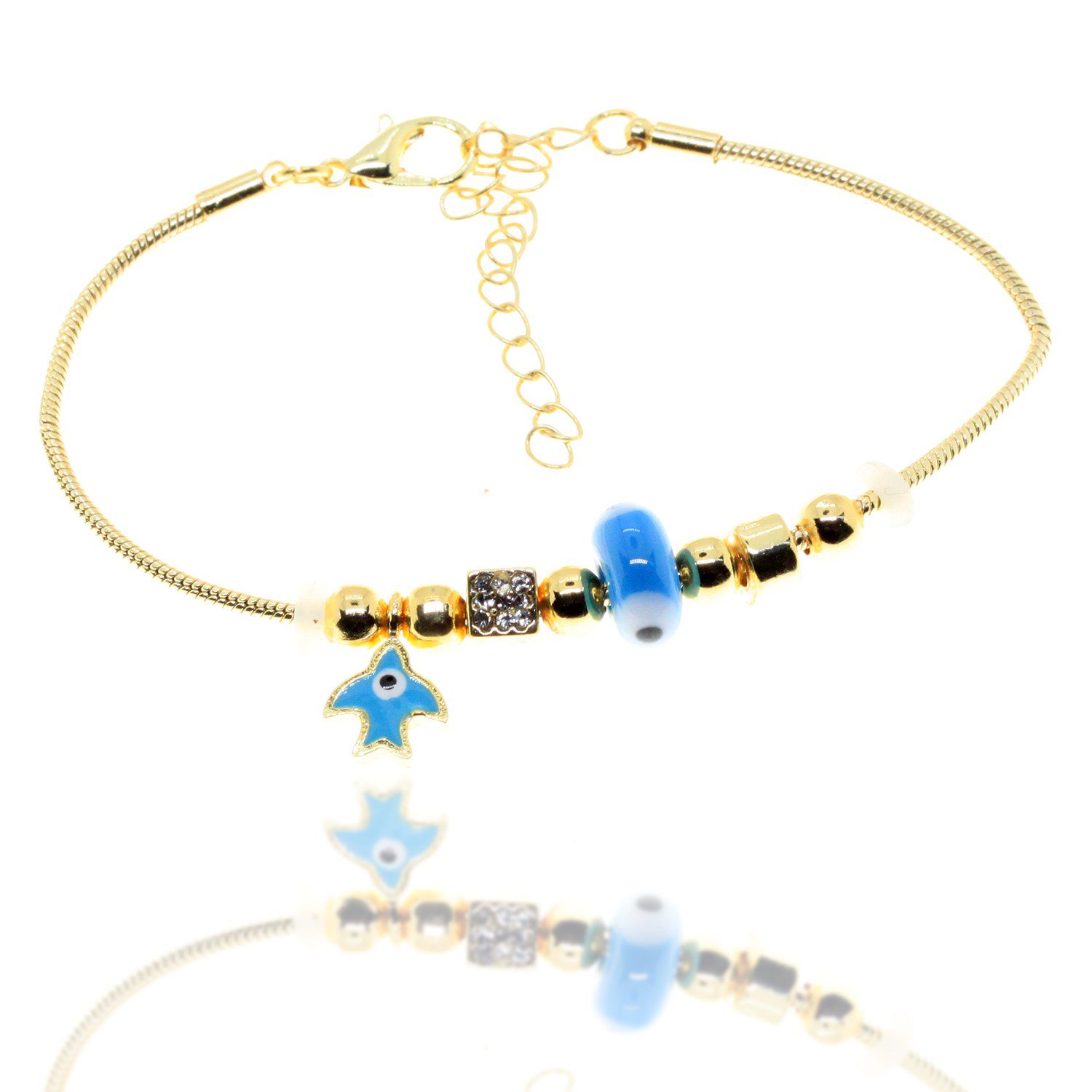 Toptan Altın Renk Turkuaz Kuş Pandora Zirkon Bileklik - 2968 3 Toptan Altın Renk Turkuaz Kuş Pandora Zirkon Bileklik - 2968