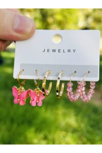 Toptan Altın Renk Kadın 6 'lı Pembe Kelebek Zirkon Küpe Seti - 2921 14 f3b48742bf394a4ba0dfb31e23f26edb-toptan taki