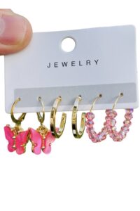 Toptan Altın Renk Kadın 6 'lı Pembe Kelebek Zirkon Küpe Seti - 2921 10 f6e4cd4eaf0d426ab8a78a1d46995a29-toptan taki