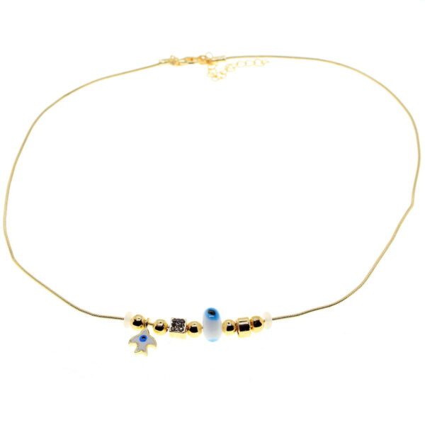Toptan Altın Renk Beyaz Kuş Pandora Model Zirkon Kolye  - 3006