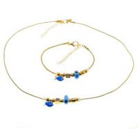 Toptan Altın Renk Turkuaz Mineli Balık Kolye Ve  Bileklik Pandora  Kombin Zirkon Set Takım -  2991