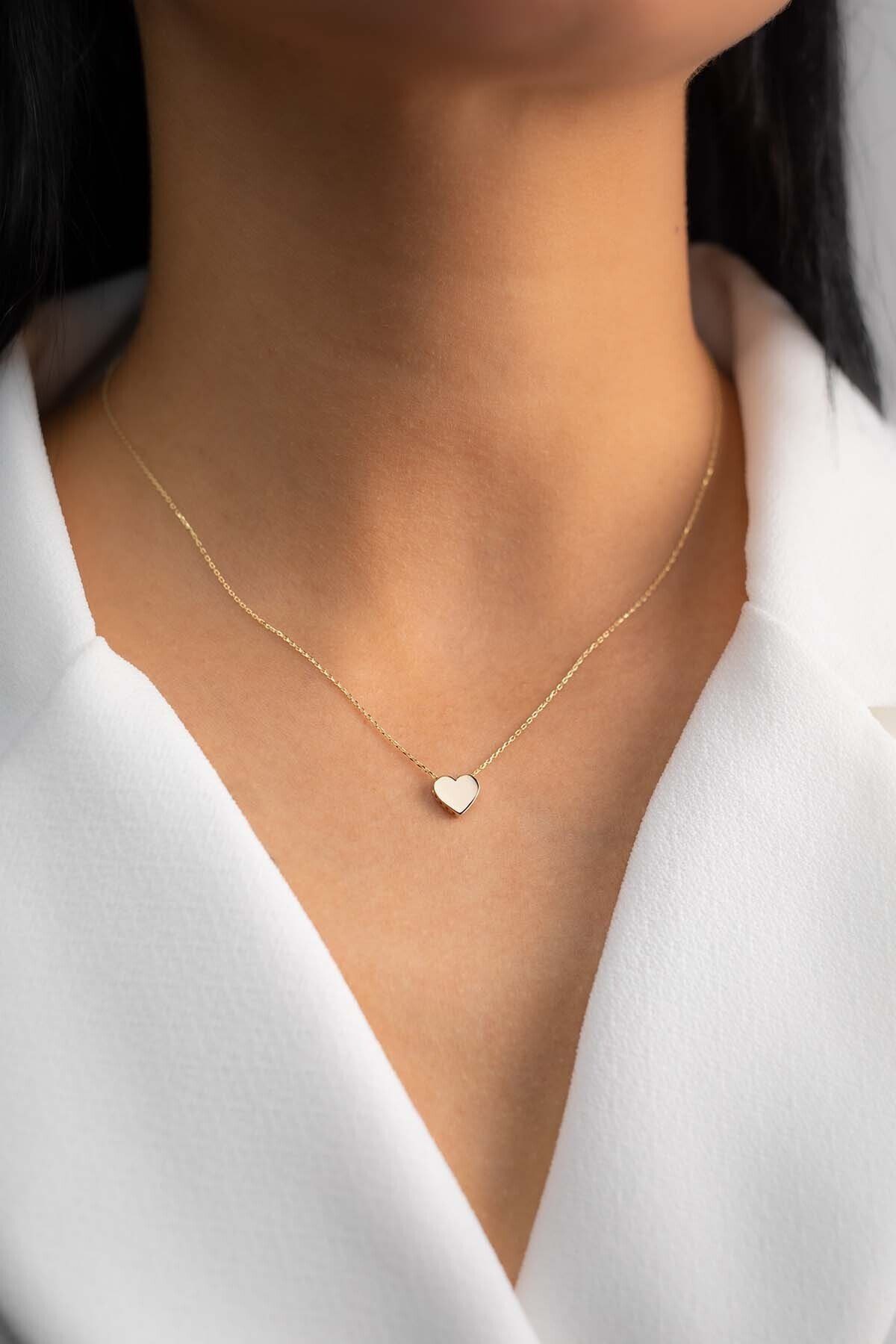 Toptan Altın Renk Taşsız Kalp Kolye - 481 6 Toptan Altın Renk Taşsız Kalp Kolye - 481 - Görsel 4