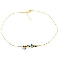 Toptan Altın Renk Beyaz Mineli Balık Pandora Model Zirkon Kolye  - 2988