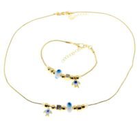 Toptan Altın Renk Beyaz Kuş Kolye Ve  Bileklik Pandora  Kombin Zirkon Set Takım -  3007