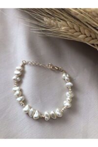 Toptan Altın Renk Barok Inci Bileklik - 202