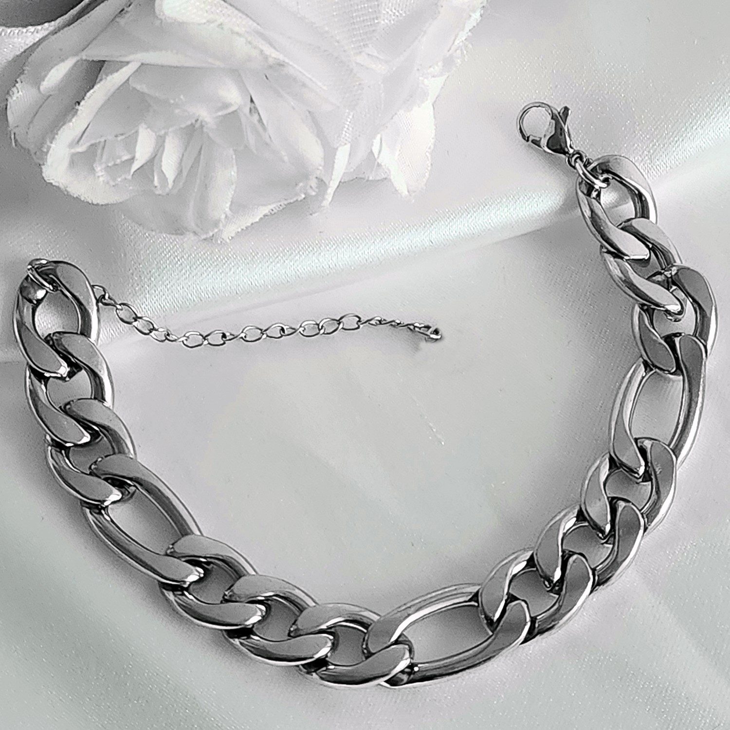 Toptan Gümüş Renk Şavin Kuşgözü Unisex Erkek Çelik Bileklik - 3010 4 Toptan Gümüş Renk Şavin Kuşgözü Unisex Erkek Çelik Bileklik -  3010 - Görsel 2