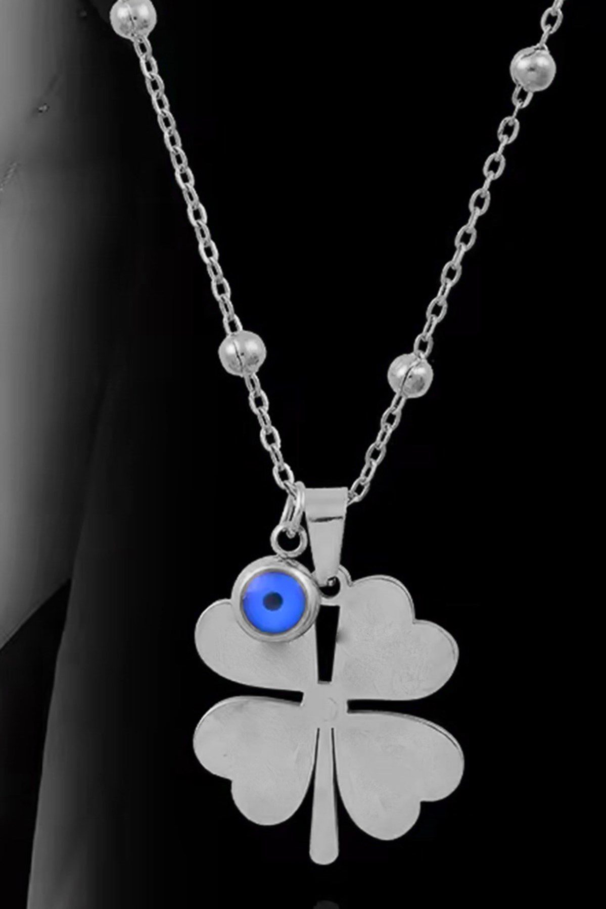 Toptan Gümüş Rengi Yazı Yazılabilen Top Zincir Yonca 45 Cm Vip Solmaz Kararmaz Çelik Kolye - 3042 3 Toptan Gümüş Rengi Yazı Yazılabilen Top Zincir Yonca 45 Cm Vip Solmaz Kararmaz Çelik Kolye - 3042