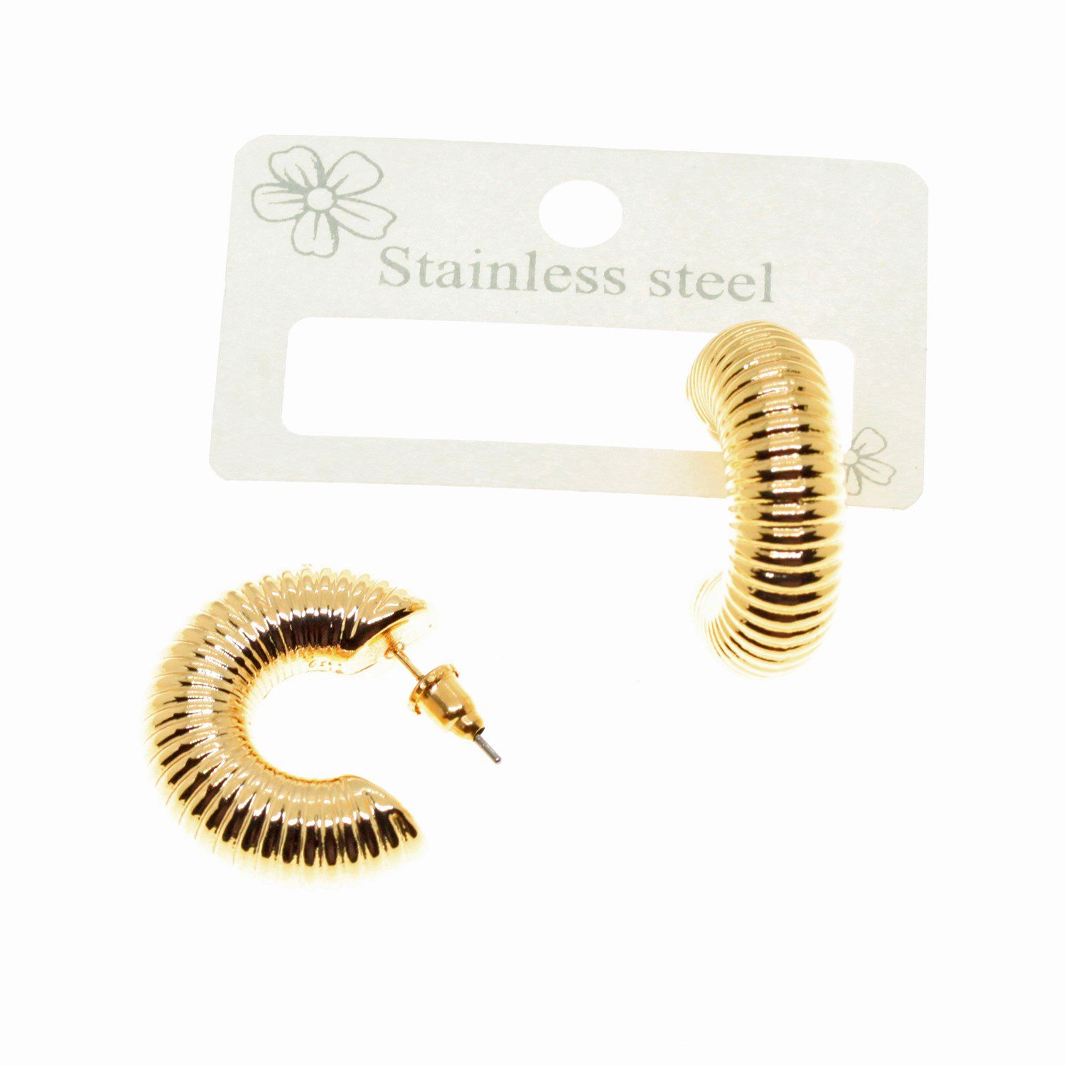 Toptan Altın Renk Çivili Halka Çizgili Küpe Vip Kararmaz Solmaz Çelik Küpe - 3030 4 Toptan Altın Renk Çivili Halka Çizgili Küpe Vip Kararmaz Solmaz Çelik Küpe - 3030 - Görsel 2