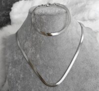 Toptan Gümüş Renk İtalyan Ezme Zincir Kolye Bileklik Vip Kararmaz Solmaz Çelik Takı Seti - 275