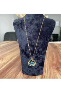 Toptan Altın Renk Singapur Zincirde Zirkon Taşlı Gezegen Temalı Vip Solmaz Kararmaz Çelik Kolye - 3049