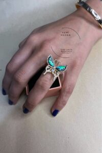 Toptan Altın Renk Kelebek Gezegen Model Zirkon Çelik Ayarlanabilir Vip Solmaz Kararmaz Çelik Yüzük - 3075