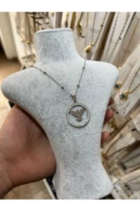 Toptan Gümüş Renk Top Zincir Zirkon Taşlı Kuş Temalı Kadın Vip Solmaz Kararmaz Çelik Kolye- 3059