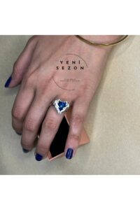 Toptan Gümüş Renk Mavi Kalp Gezegen Temalı Çelik Ayarlanabilir Vip Solmaz Kararmaz Çelik Yüzük - 3070
