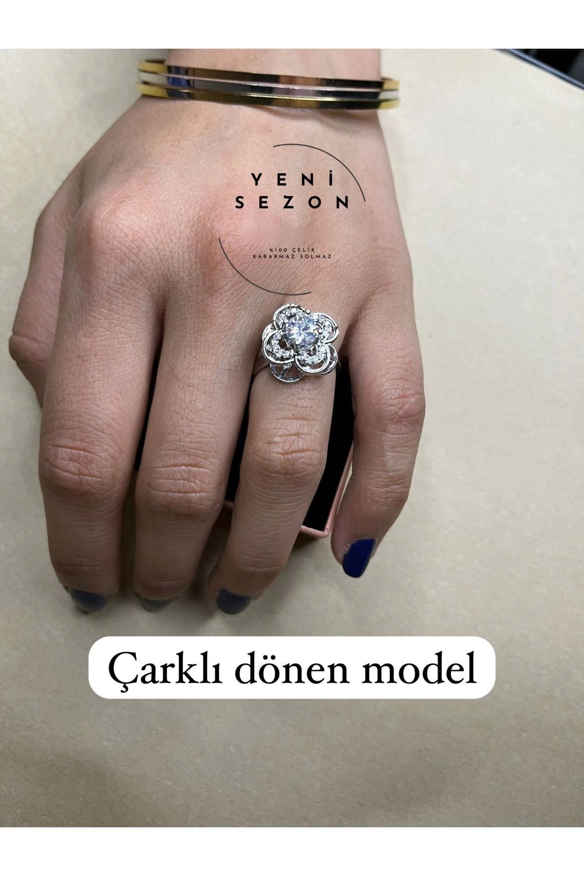Toptan Gümüş Renk Ortası Taşlı One Craft Model Zirkon Taşlı Ayarlanabilir Ucu Dönen Çelik Yüzük - 3093 4 Toptan Gümüş Renk Ortası Taşlı One Craft Model Zirkon Taşlı Ayarlanabilir Ucu Dönen Çelik Yüzük - 3093 - Görsel 2
