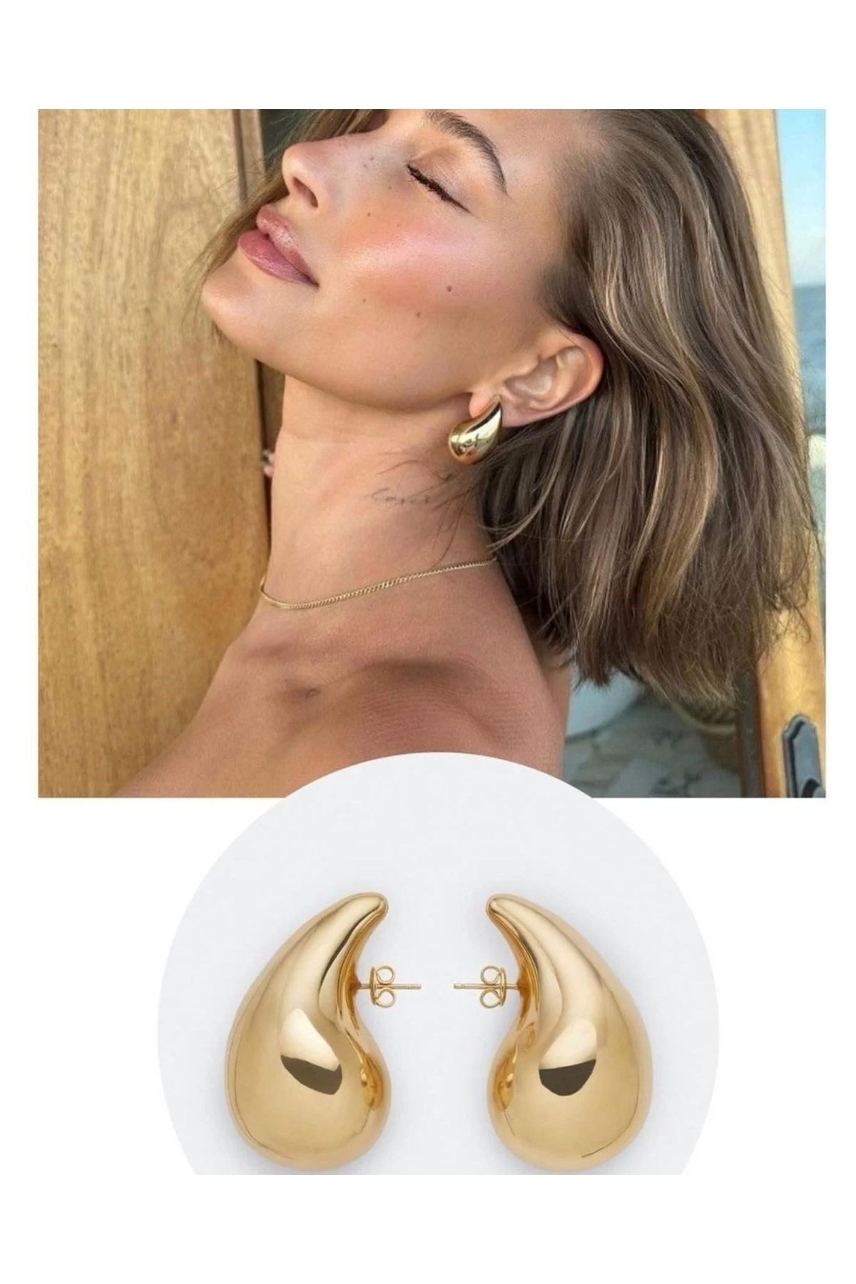 Toptan Altın Renk Göz Yaşı Bottega Küpe Kadın Damla Küpe Vip Kararmaz Solmaz Çelik Küpe - 3013 6 Toptan Altın Renk Göz Yaşı Bottega Küpe Kadın Damla Küpe Vip Kararmaz Solmaz Çelik Küpe - 3013 - Görsel 4