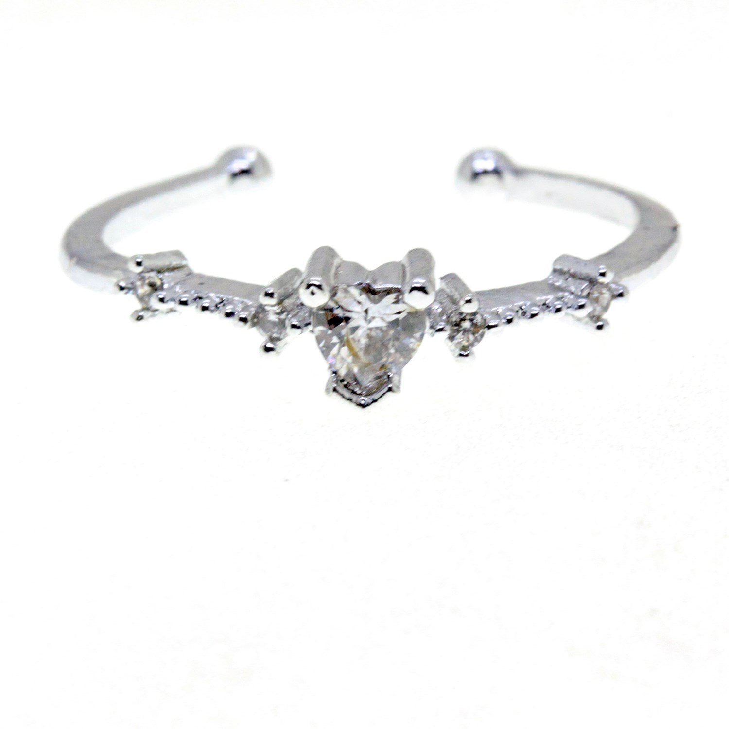 Toptan Minimal Kalp Beyaz Taşlı Ayarlanabilir Kadın 14 K Gümüş Kaplama Yüzük 6 Toptan Minimal Kalp Beyaz Taşlı Ayarlanabilir Kadın 14 K Gümüş Kaplama Yüzük - Görsel 4